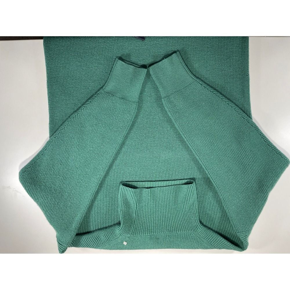 Merino Wool Babaton Turtleneck Sweater dress W/ S Green Ribbed Knit 103661 LN - Picture 12 of 14